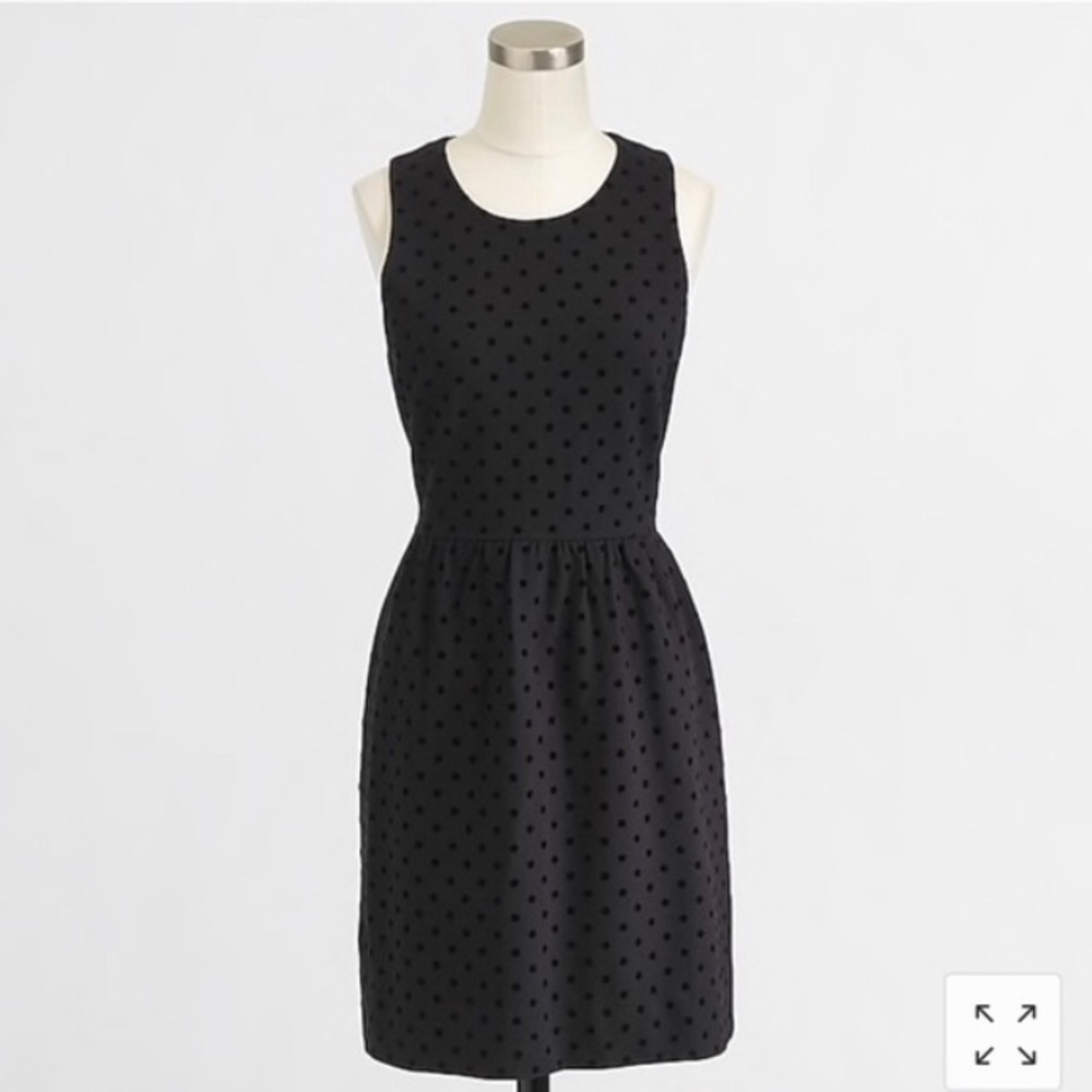 J.Crew Factory Black Ponte Dress in Velvet Dot